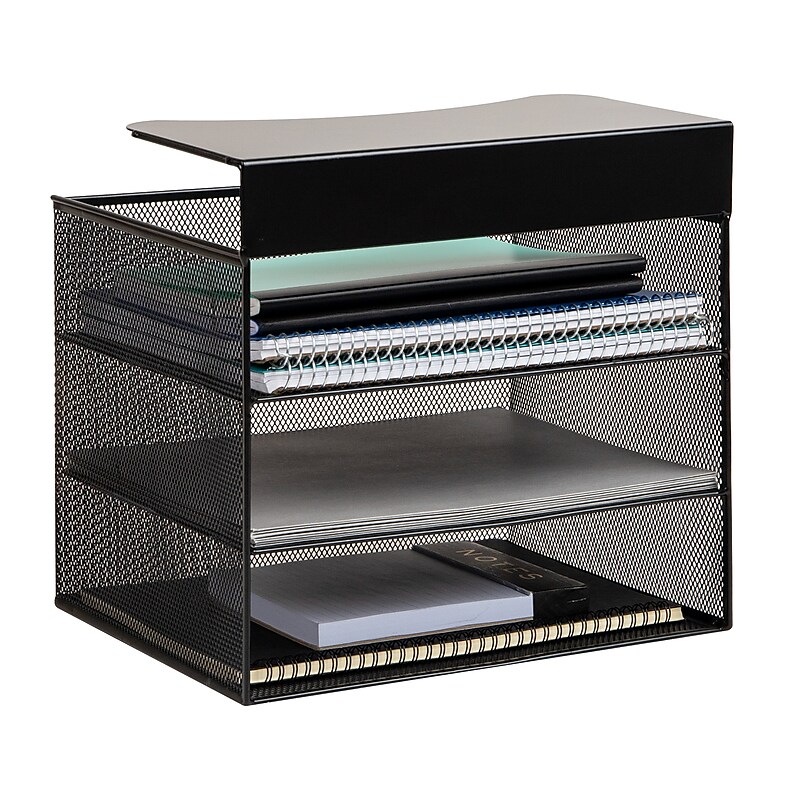 Mind Reader Slide-On Under Desk Metal Front Loading Letter Tray, Letter Size, Black (HUDESK-BLK ) image 1