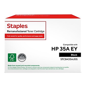 Staples Remanufactured Black Extended Yield Toner Cartridge Replacement for HP 35A (TRCB435AJDS/STCB435AJDS)
