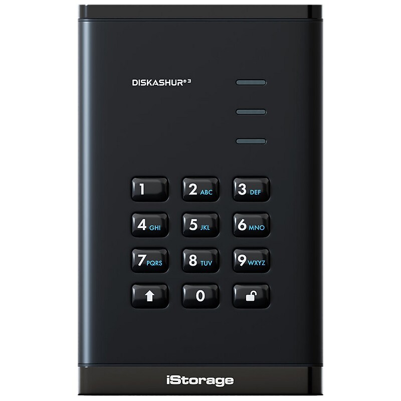 iStorage diskAshur3 1TB External USB 3.2 Gen 1 Type-C Portable Hard Drive, Black (IS-DA3-256-1000-B) image 1