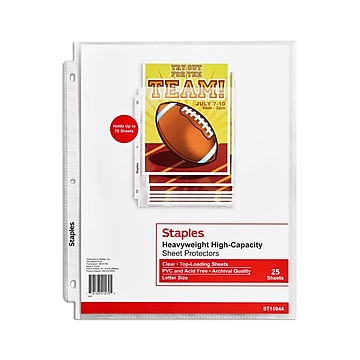 Staples Standard Weight Sheet Protectors 8.5 x 11 3/Pack ST16935/16935VS