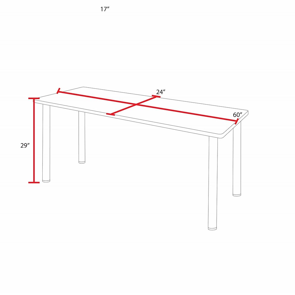 Dimensions diagram for Regency Kee Training Table showing 60-inch length, 24-inch width, and 29-inch height