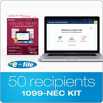 Adams 2023 1099-NEC Tax Forms Kit with Adams Tax Forms Helper and 10 Free eFiles, 50/Pack (STAX550NEC-23)