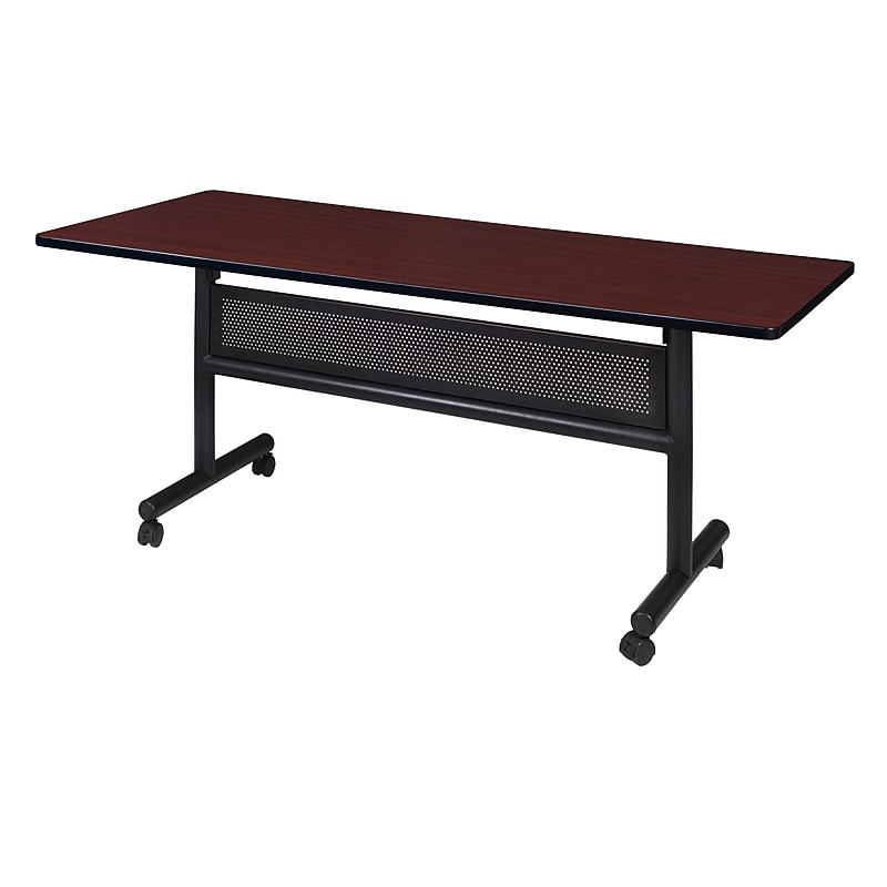 Regency Kobe 60" x 30" Flip Top Mobile Training Table with Modesty- Mahogany image 1