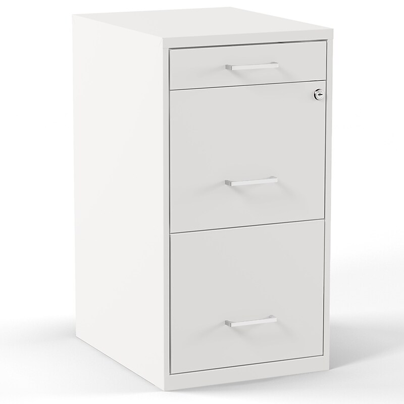 Staples 3-Drawer Mobile Vertical File Cabinet, Letter Size, Lockable, 26.9"H x 14.3"W x 18.9"D, White (ST52144-CC) image 1