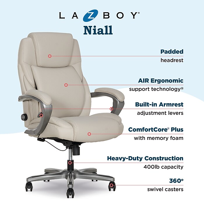 La-Z-Boy Niall AIR Lumbar Pro+ Ergonomic Vegan Leather Executive