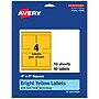 Avery Laser/Inkjet Square Multipurpose Labels, 4" x 4", Bright Yellow, 40/Pack (94100)~#|#~0EBE33A0-2422-4131-A9A2D24E571720BB_sc7