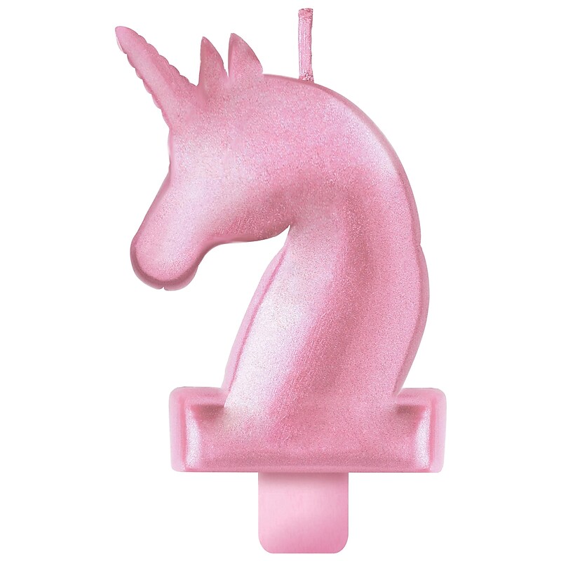 Party City Enchanted Unicorn Birthday Candle, Metallic Pink (AM170829-PC) image 1