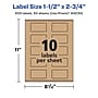 Avery Rectangle Labels, 1.5" x 2.75", Kraft Brown, 500 Labels/Box (94230)~#|#~0EC3309E-EA11-47C5-B08E9A1F9D2DC544_sc7
