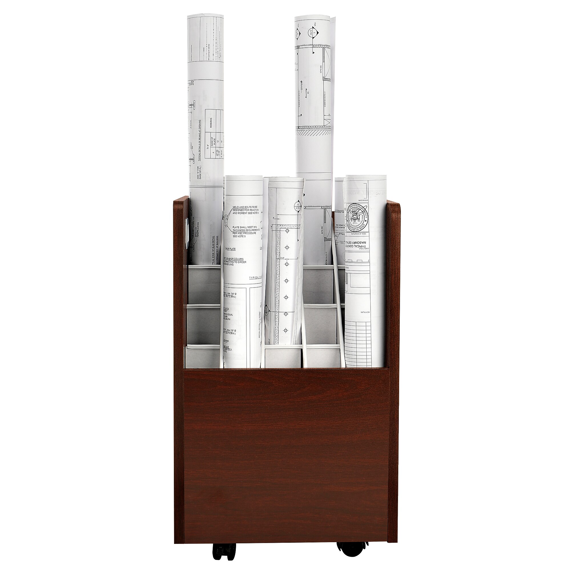 AdirOffice 20-Slot Mobile Roll File, 24.75″H x 15.25″W x 13.25″D, Mahogany (624-MA-KIT1) Sansujyuku sansujyuku.com