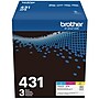 Brother TN-431 Cyan/Magenta/Yellow Standard Yield Toner Cartridge, 3/Pack (TN4313PK)~#|#~0EC7FA59-6DB5-442B-805043BC79C2FDA4_sc7