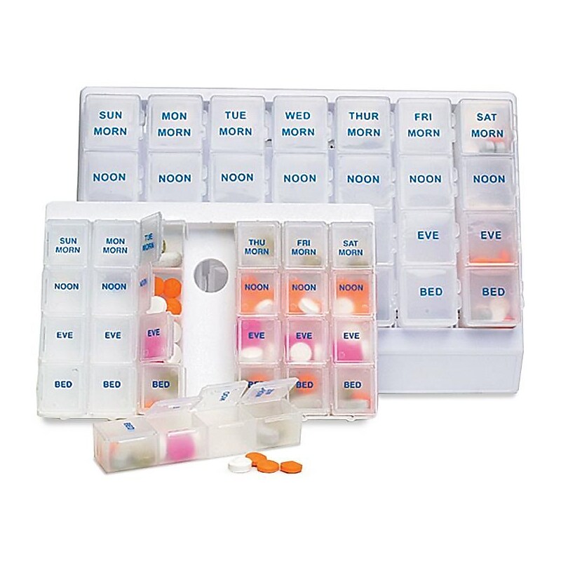 Healthcare Logistics Seven Day Deluxe Pill Boxes, Clear (HET400407H) image 1