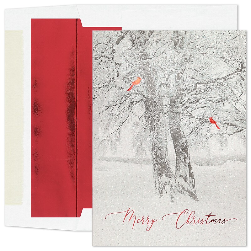 Masterpiece Studios Holiday Collection Cardinal Tree Christmas Cards with Envelopes, 7.8" x 5.6", 15/Pack (978200) image 1
