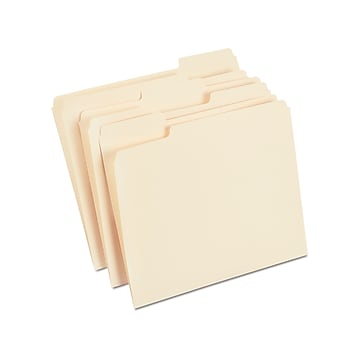 Staples® 30% Recycled File Folders, 1/3-Cut Tab, Letter Size, Manilla, 100/Box (ST56675)