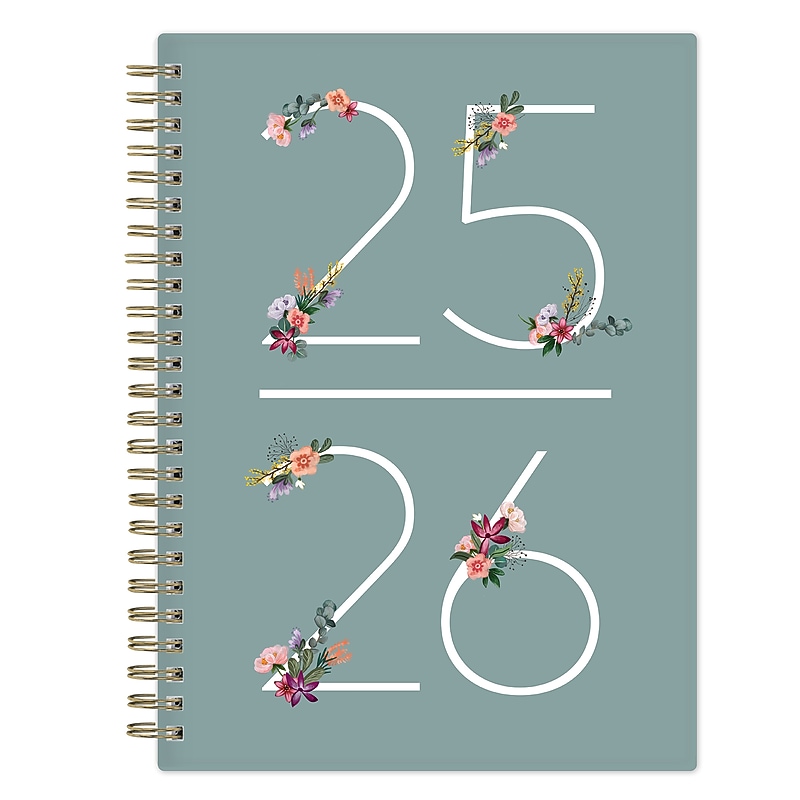 2025-2026 Blue Sky 5.875" x 8.625" Academic Year Weekly & Monthly Student Planner, Plastic Cover, Light Green (151126) image 1
