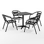 Flash Furniture Lila Indoor-Outdoor Table Set with 4 Slat Back Chairs, 27.5'' Square, Black (THAL28SQ017BK4)~#|#~0EE4D529-FE81-4774-91E9D6F7CB675073_sc7
