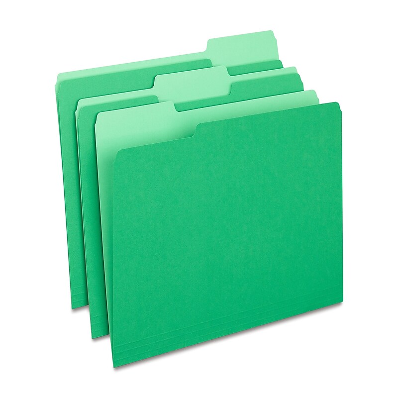 Staples File Folders, 1/3-Cut Tab, Letter Size, Green, 24/Pack (22948-US) image 1