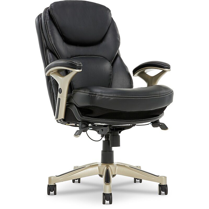 Serta Claremont Ergonomic Leather Swivel Executive Chair with Back in Motion Technology, Black (CHR200006) image 1