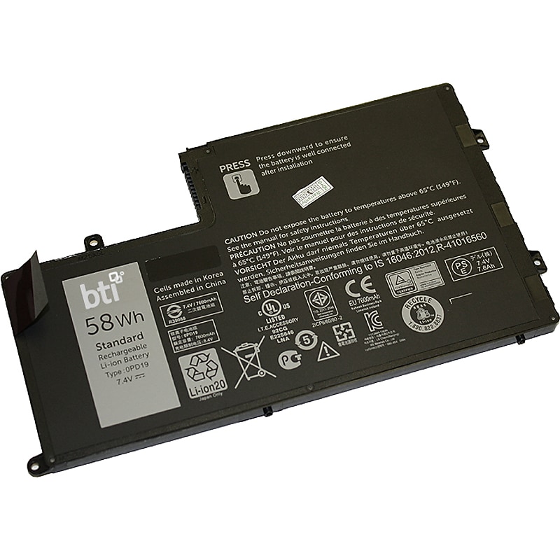Battery Technology Li-Ion Replacement Battery for Dell Inspiron 15 (5547/5548), 7840mAh (0PD19-BTI) image 1