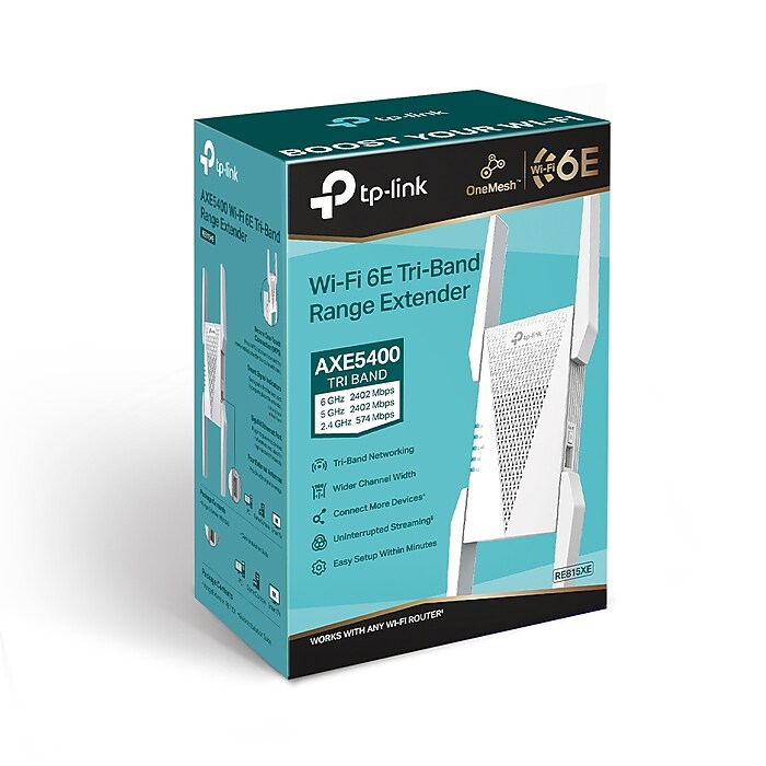 TP-LINK AX & AC Tri Band WiFi 6E Mesh Range Extender, Wall-Plug