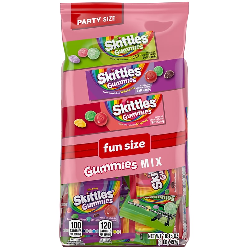 Skittles Gummies Fun Size Mix, Assorted Flavors, 16.15 oz. (MMM33340) image 1