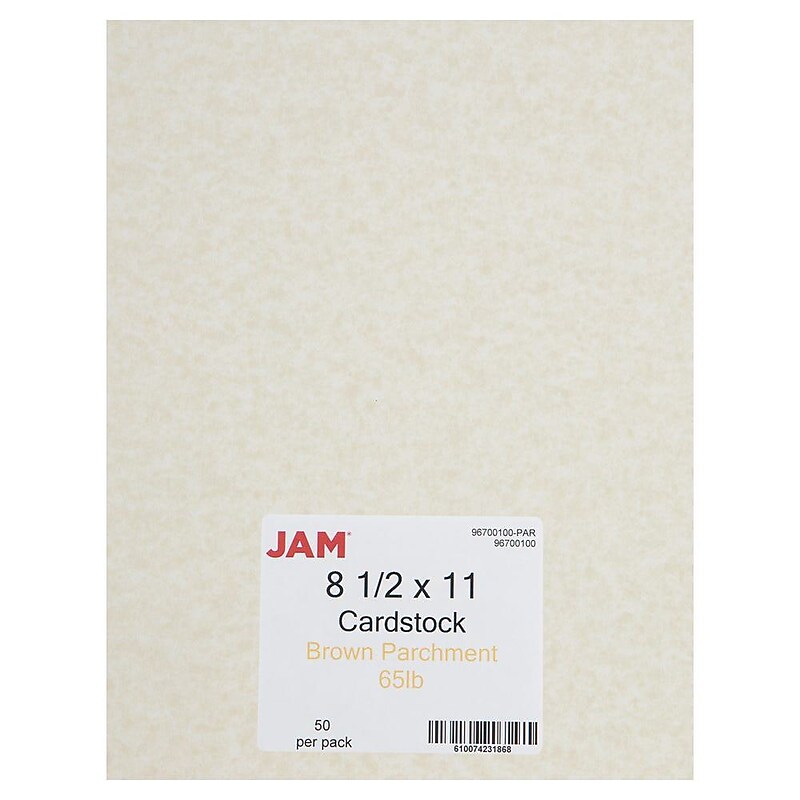 JAM Paper Parchment 65 lb. Cardstock Paper, 8.5" x 11", Light Brown, 50 Sheets/Pack (96700100) image 1
