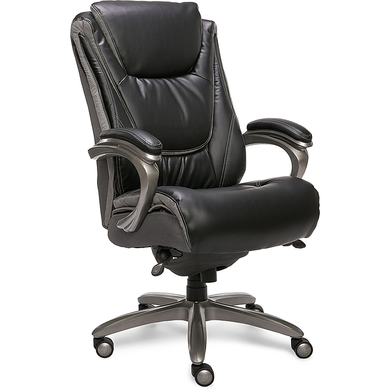 Serta Big & Tall Ergonomic Bonded Leather Swivel Executive Chair, Black/Silver (44951) image 1