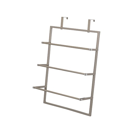 HoneyCanDo OverTheDoor 3Tier Towel Rack, Steel, Satin Nickel (BTH