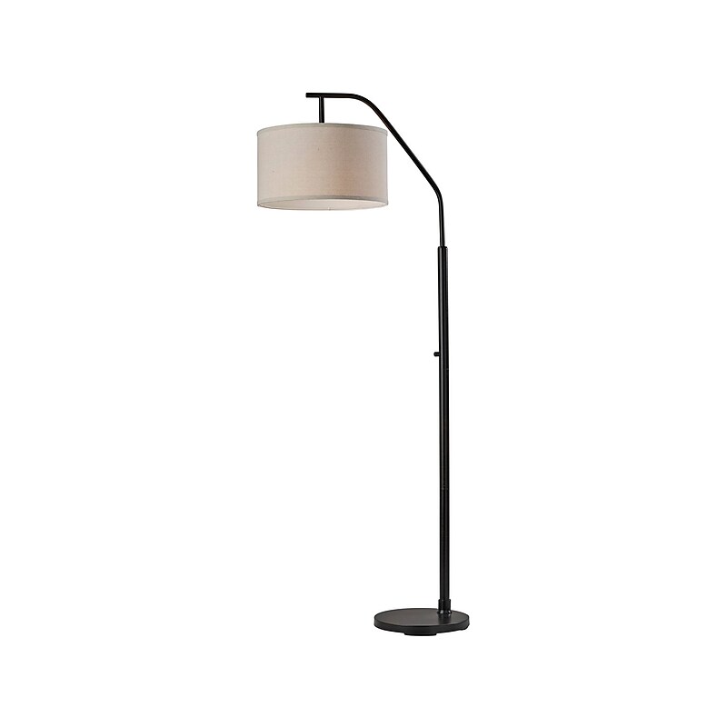 Simplee Adesso Max 66" Matte Black Floor Lamp with Oatmeal Drum Shade (SL1140-01) image 1