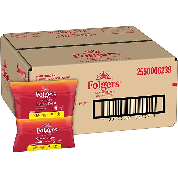 Folgers Classic Roast Coffee Filter Pack, Medium Roast, 0.9 oz