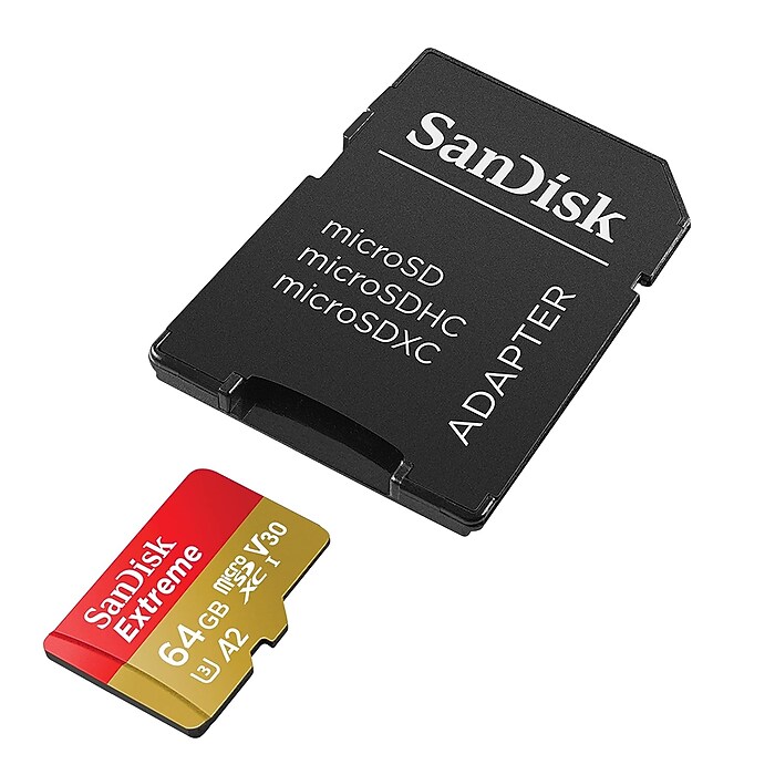 SanDisk Extreme 64GB microSDXC Memory Card with Adapter, Class 10