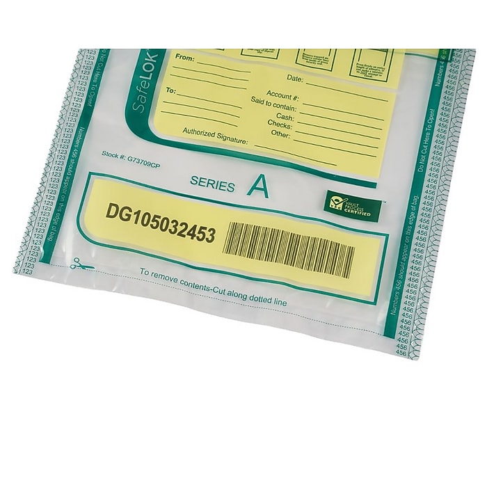 SafeLok Series A Deposit Bags, Clear, 100/Pack (585087) | Staples