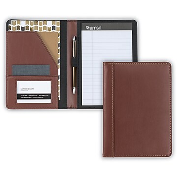Samsill Junior Leather Portfolio Case 6.25"W x 8.25"H, Tan (71736)