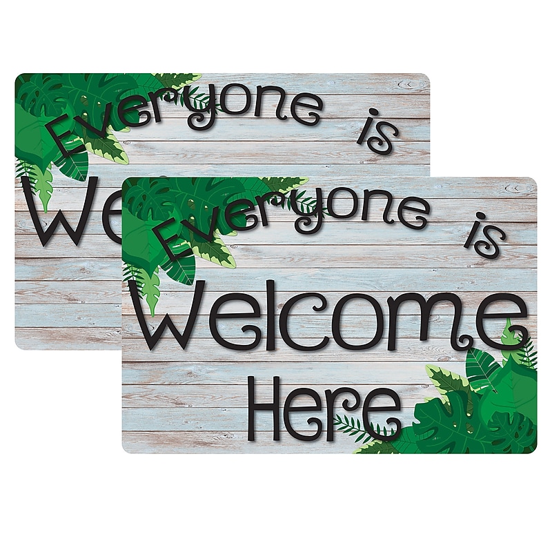 Ashley Smart Poly Commercial Floor Mat, 15.5" x 23.5", Wood Everyone is Welcome Here, 2/Bundle (ASH91510-2) image 1