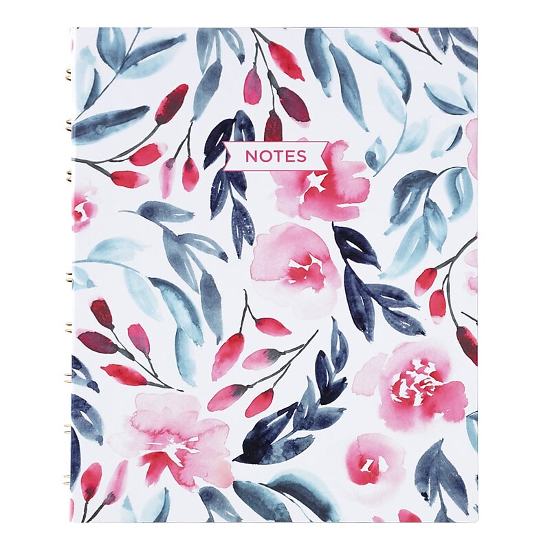 Blueline NotePro Fashion Hard Cover Index Notebook, 7.25" x 9.25", College Ruled, 96 Sheets, Tranquil Blooms (A9C.01) image 1