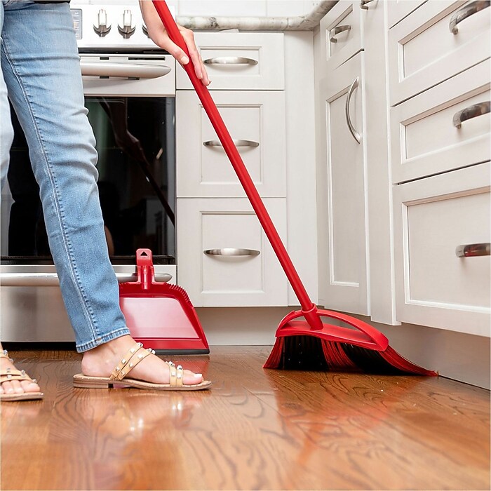 O-Cedar PowerCorner One Sweep Plastic Broom & Dustpan Set, Red