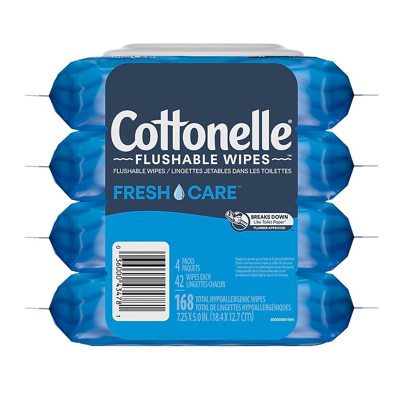 Cottonelle Fresh Care Flushable Wet Wipe, White, 42 Wipes/Pack, 4 Packs/Case (54495) image 1