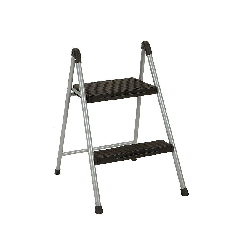Cosco Folding Step Stool, 2-Step, 200 lb Capacity, 16.9" Working Height, Platinum/Black (11024PBL1E) image 1