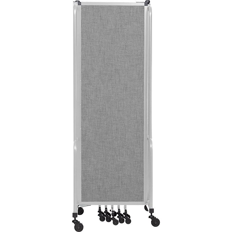 National Public Seating Robo Series 7-Panel Folding Mobile Room Divider, 72"H x 164"W, Grey Fabric (RDG6-7PT02) image 1