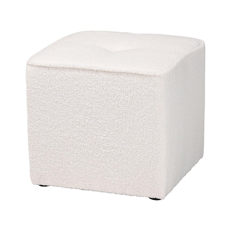 Baxton Studio Isaiah Fabric Ottoman, Ivory (220-12871-HiT) image 1