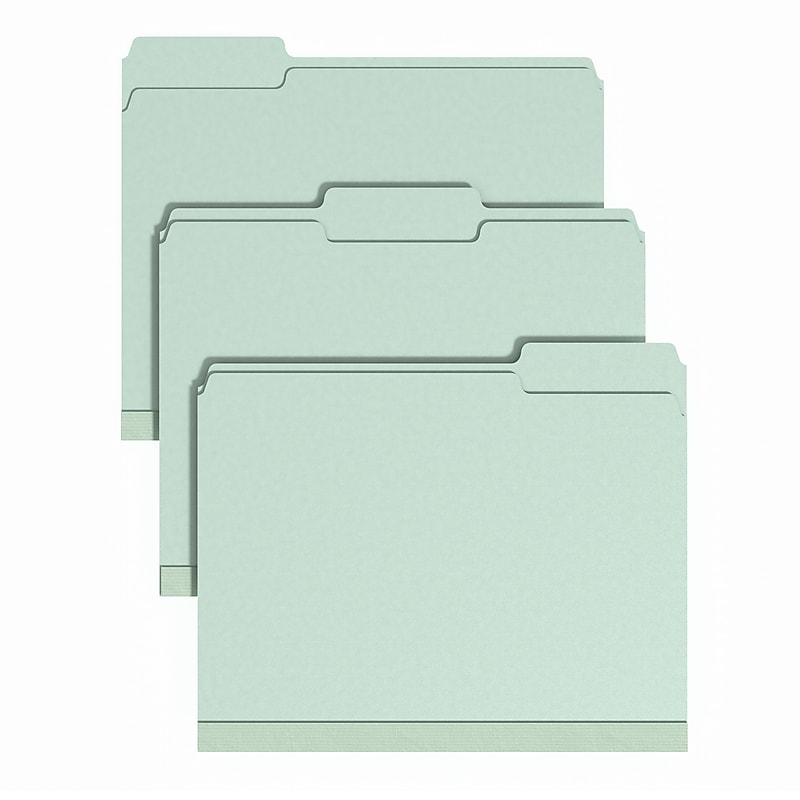 Staples Heavy Duty Pressboard Classification Folder, 2" Expansion, Letter Size, Green, 25/Pack (ST62738) image 1
