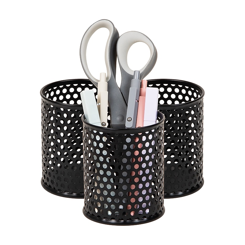 Mind Reader Metal Pen Holder, Black, 3/Set (3MPEN-BLK) image 1