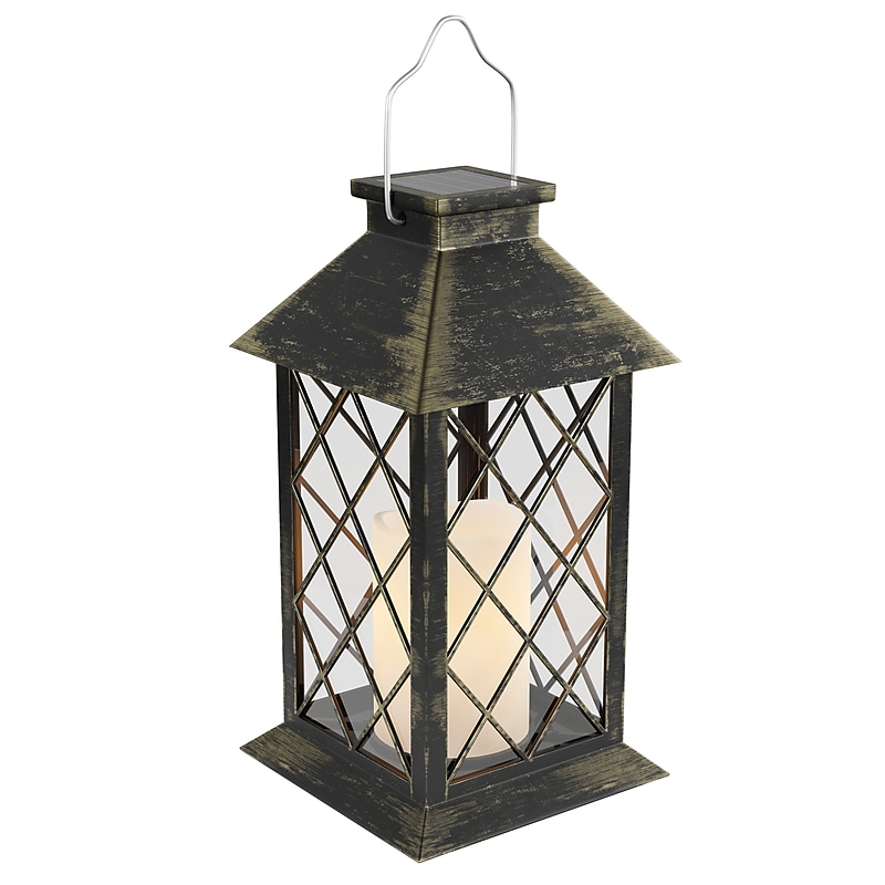 Lavish Home Solar-Powered Lantern, Antique Bronze (72-LNTN-4) image 1