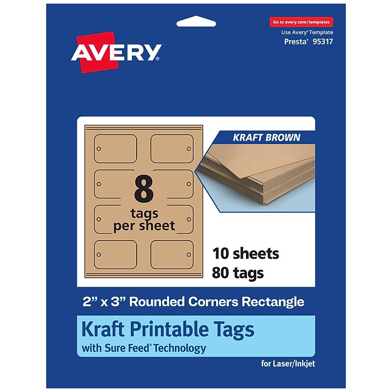 Avery 3" Blank Price & Merchandise Tags, Kraft Brown, 80/Pack (95317-KMT10) image 1