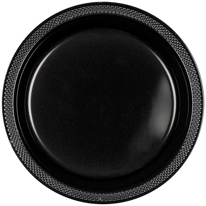 Party City 7" Plastic Plates, Black, 20 Plates/Pack (AM431755-10-ST) image 1