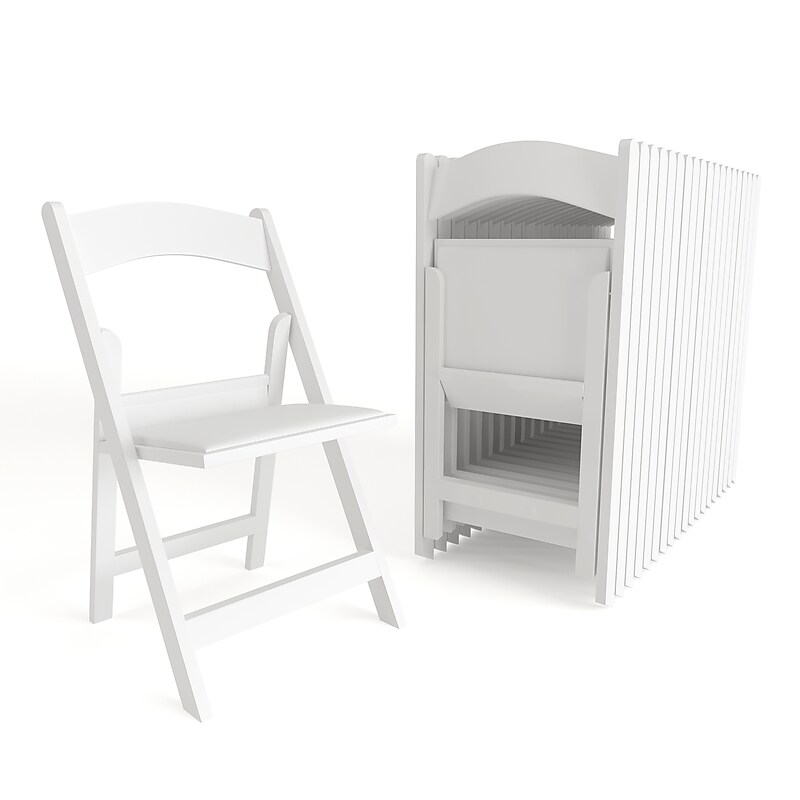 Flash Furniture HERCULES™ Vinyl Armless Folding Chair, White, 20/Pack (20L3L1WHITE) image 1
