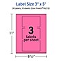 Avery Laser/Inkjet Rectangle Multipurpose Labels, 3" x 5", Bright Pink, 30/Pack (94213)~#|#~0F86F49B-567C-4DAD-AE020B0730E50C83_sc7