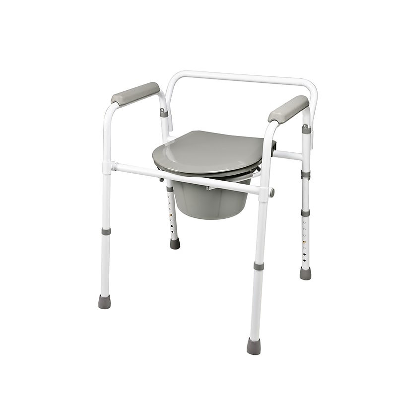 Lumex 3-in-1 Commode, Fixed Arms, Back Bar, Steel Frame, 300Lb. Capacity (7108R-1) image 1