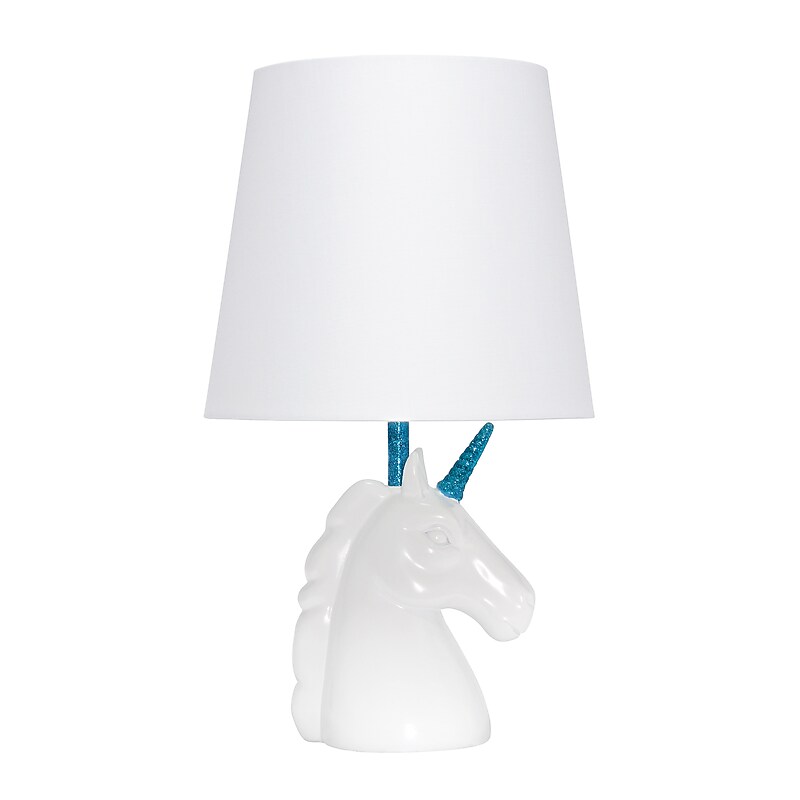 Creekwood Home Whimsilux 15.5" LED Table Lamp, White/Blue Glitter (CWT-2023-BL) image 1