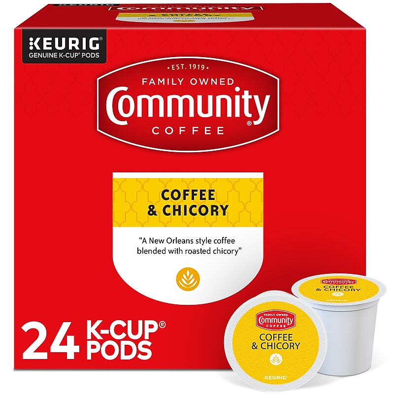 Community Coffee Chicory Coffee Keurig® K-Cup® Pods, Medium Dark Roast, 24/Box (5000374326) image 1