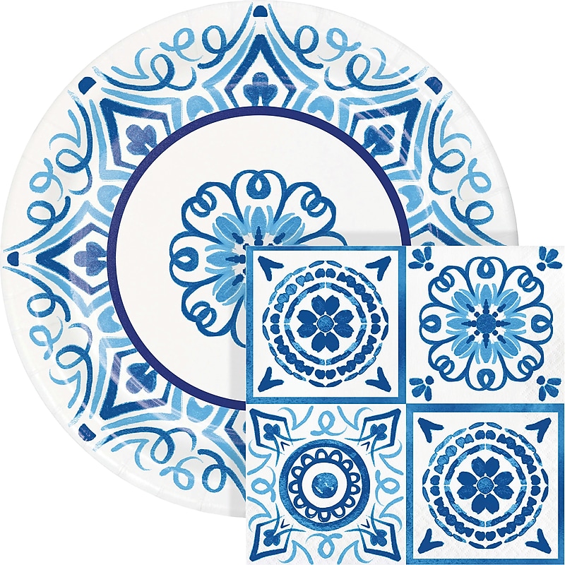 Creative Converting Blue Willow Party Kit, Blue/White, Serves 16 (DTC9508E2G) image 1